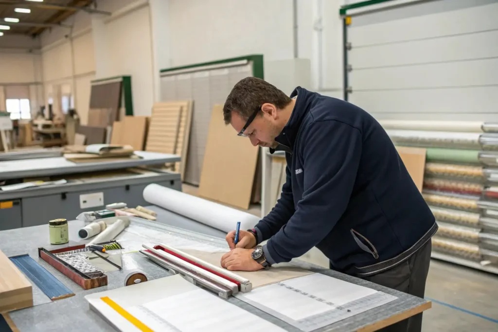 a designer is designing roller shades