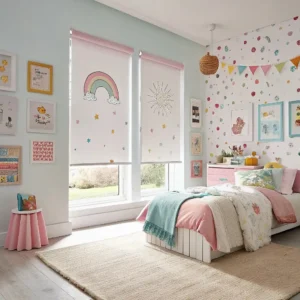 kids room with roller shades